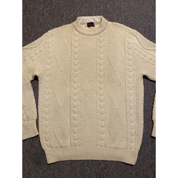 Vintage Titan 100% Virgin Wool Cable Knit Fisherman’s Men’s XXL Ivory Outdoor - Picture 2 of 7